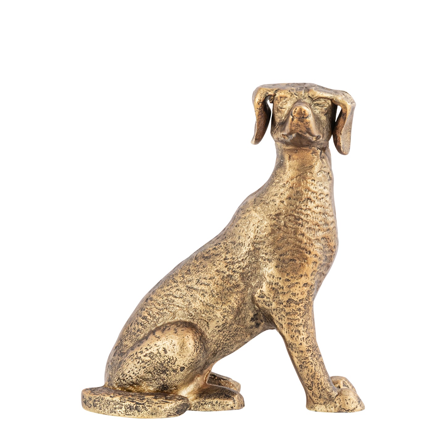 Ziggy Sitting Dog Statuette Antique Brass Finish