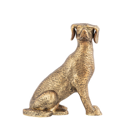 Ziggy Sitting Dog Statuette Antique Brass Finish