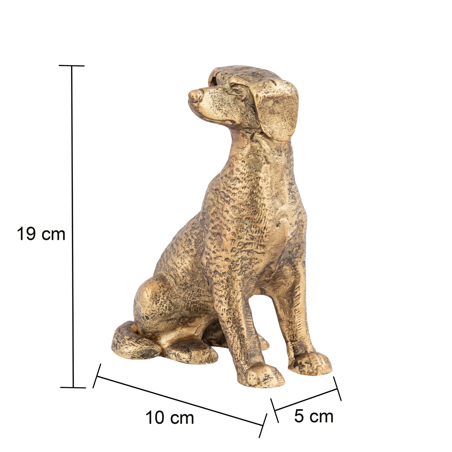 Ziggy Sitting Dog Statuette Antique Brass Finish