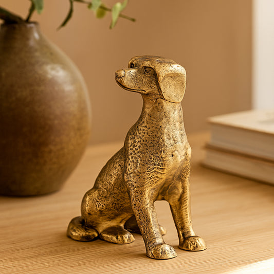 Ziggy Sitting Dog Statuette Antique Brass Finish