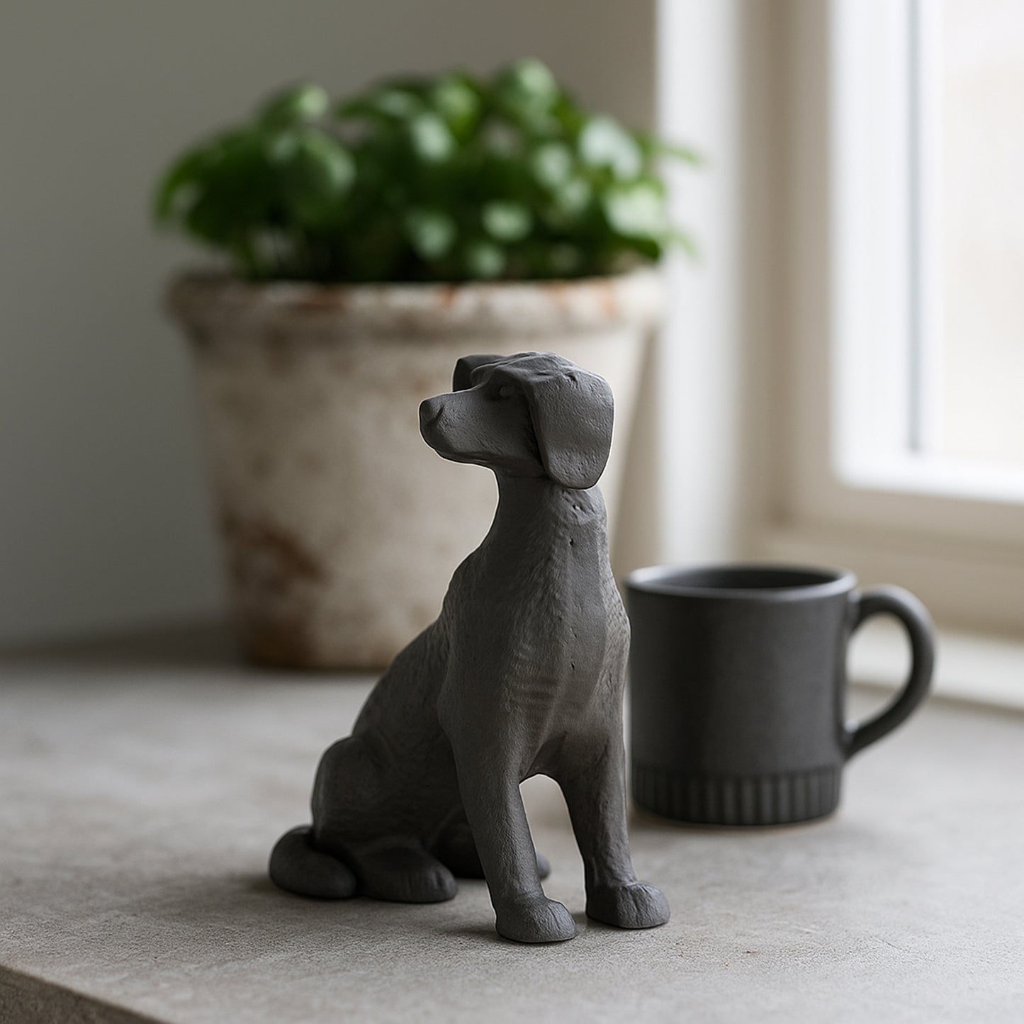 Ziggy Sitting Dog Statuette Antique Bronze Finish