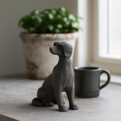 Ziggy Sitting Dog Statuette Antique Bronze Finish