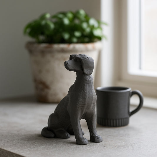 Ziggy Sitting Dog Statuette Antique Bronze Finish