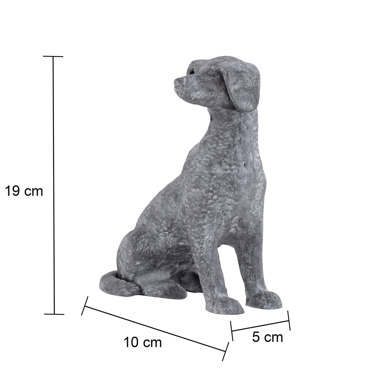Ziggy Sitting Dog Statuette Concrete Grey Finish