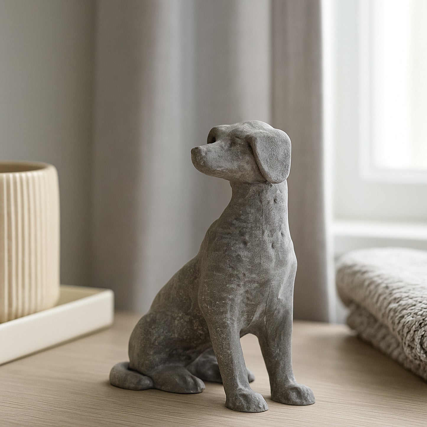 Ziggy Sitting Dog Statuette Concrete Grey Finish