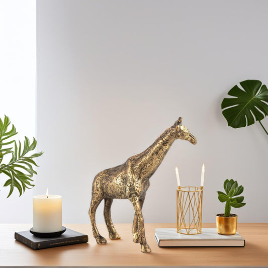 Jumbo Giraffe Object Antique Brass Finish