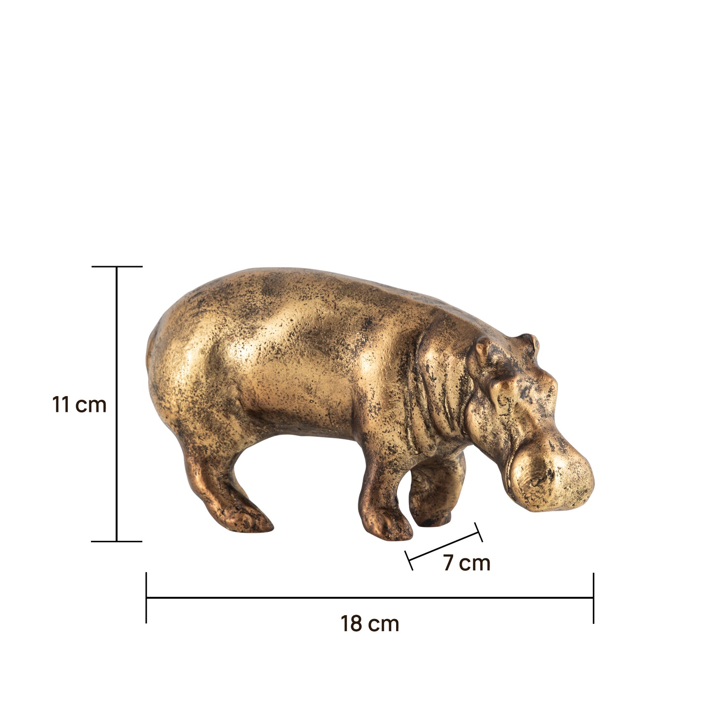 Bubbles Hippo Object Antique Brass Finish