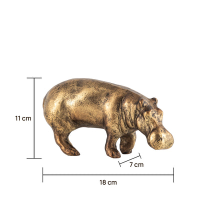 Bubbles Hippo Object Antique Brass Finish