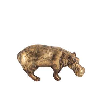 Bubbles Hippo Object Antique Brass Finish