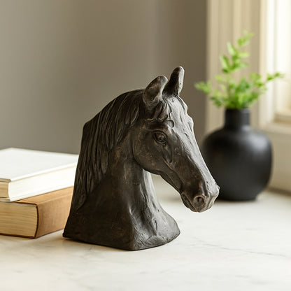 Blaze Horse Statuette Antique Bronze | Elegant Bookend