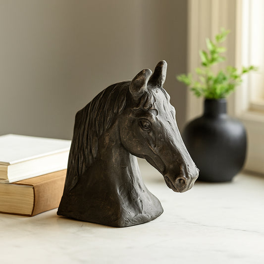 Blaze Horse Sculpture Antique Bronze Finish | Elegant Bookend