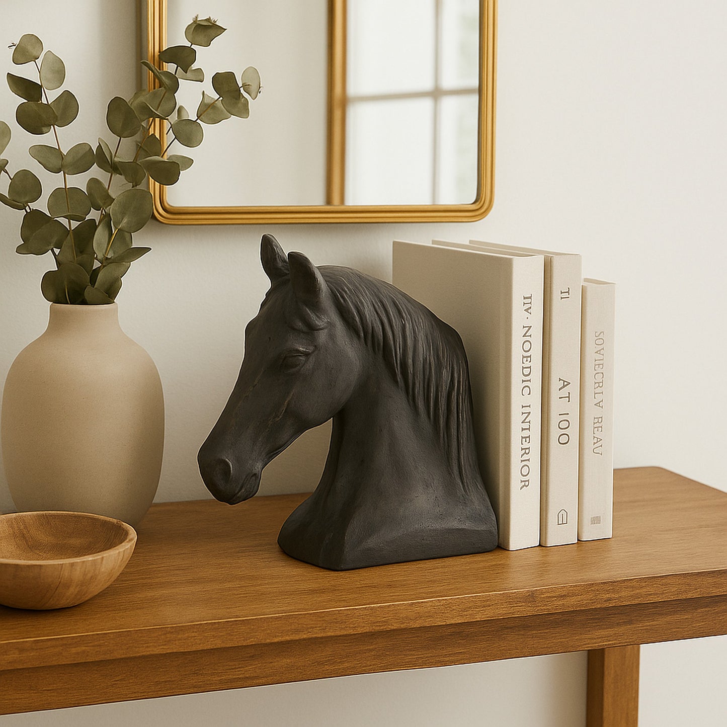 Blaze Horse Statuette Antique Bronze | Elegant Bookend