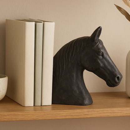 Blaze Horse Statuette Antique Bronze | Elegant Bookend