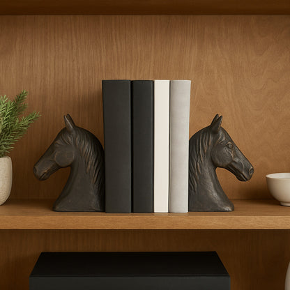 Blaze Horse Statuette Antique Bronze | Elegant Bookend