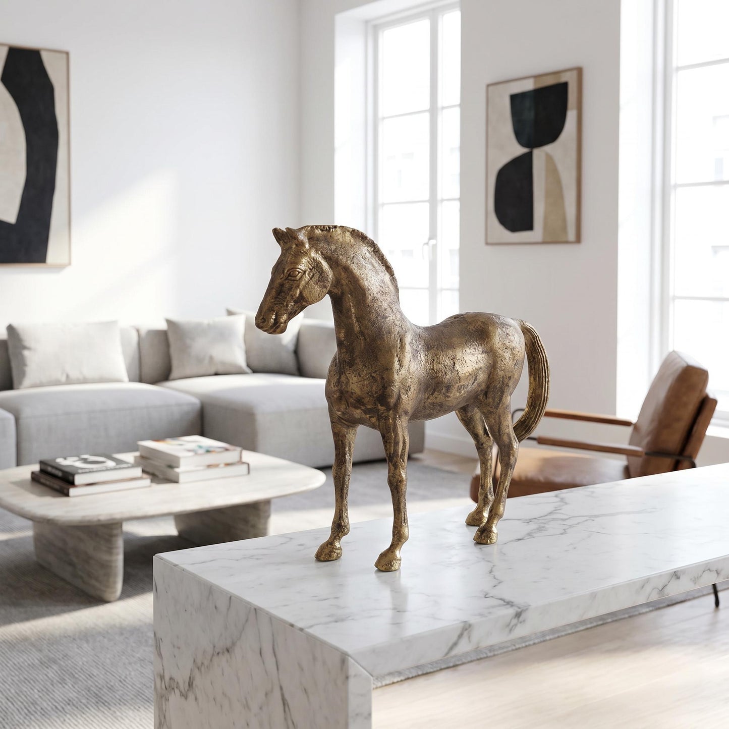 Thoroughbred Horse Statue Antique Brass Finish | Prince – Serene Living