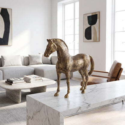 Thoroughbred Horse Statue Antique Brass Finish | Prince – Serene Living
