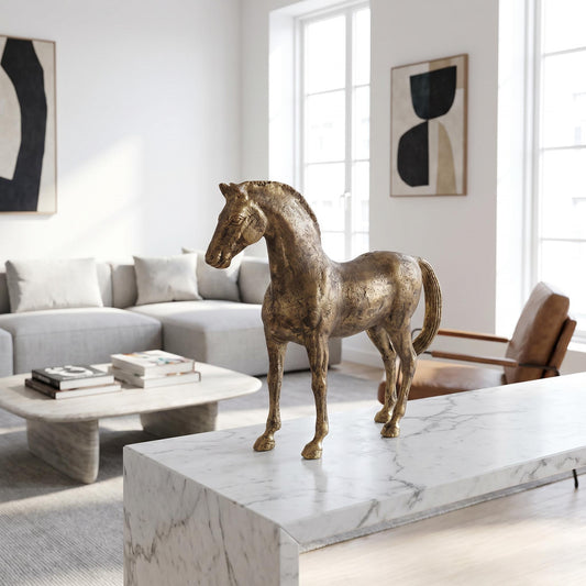 Thoroughbred Horse Statue Antique Brass Finish | Prince – Serene Living