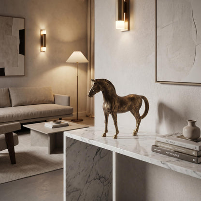 Thoroughbred Horse Statue Antique Brass Finish | Prince – Serene Living