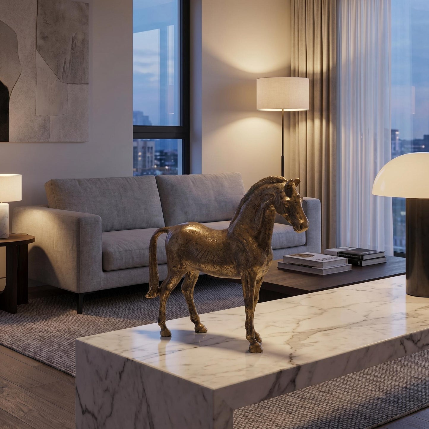 Thoroughbred Horse Statue Antique Brass Finish | Prince – Serene Living