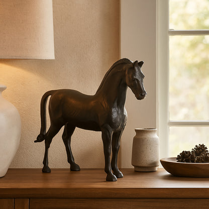 Prince Standing Horse Statuette Antique Bronze