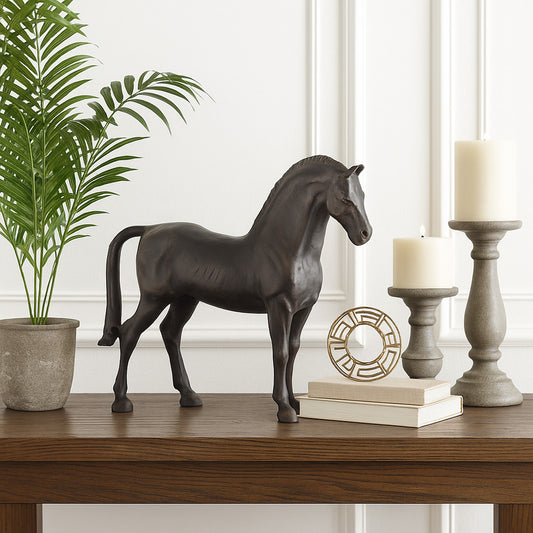 Prince Standing Horse Statuette Antique Bronze