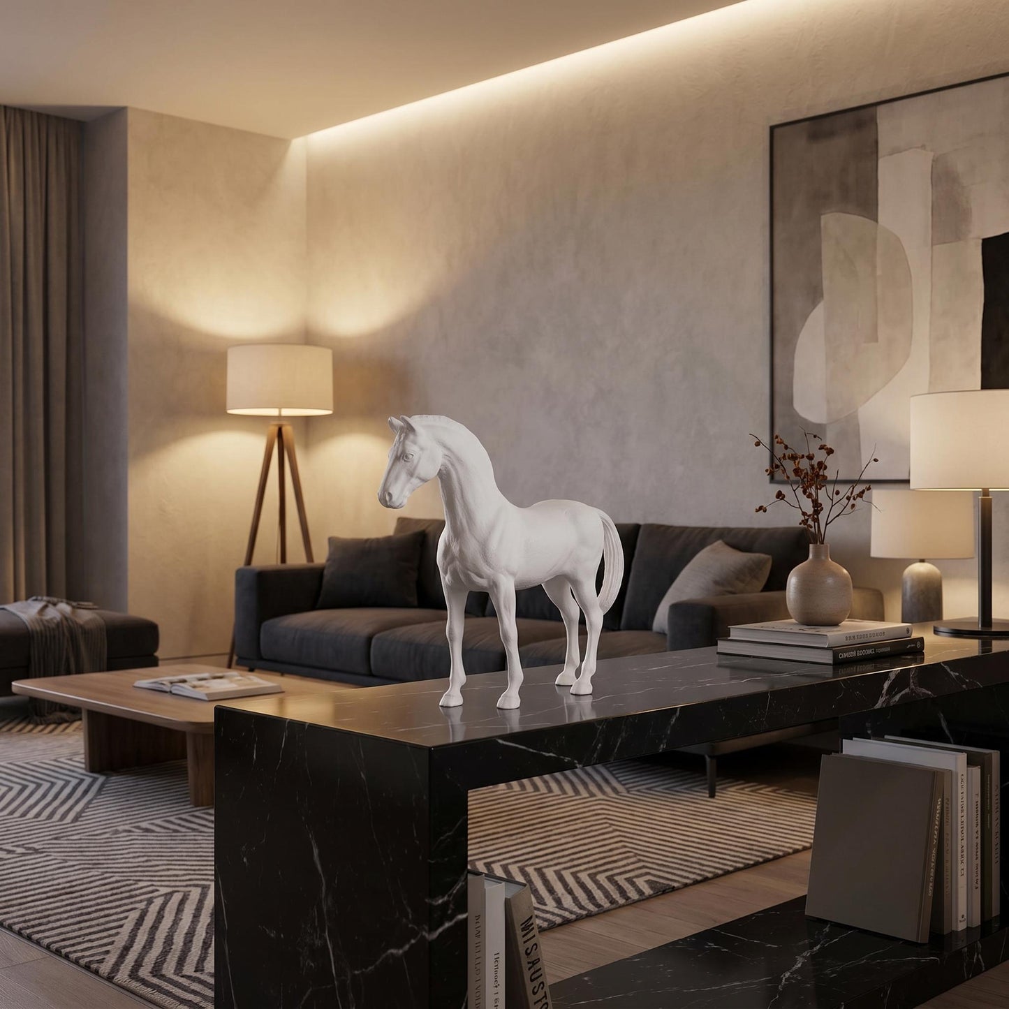 Thoroughbred Horse Statue White Finish | Prince – Serene Living