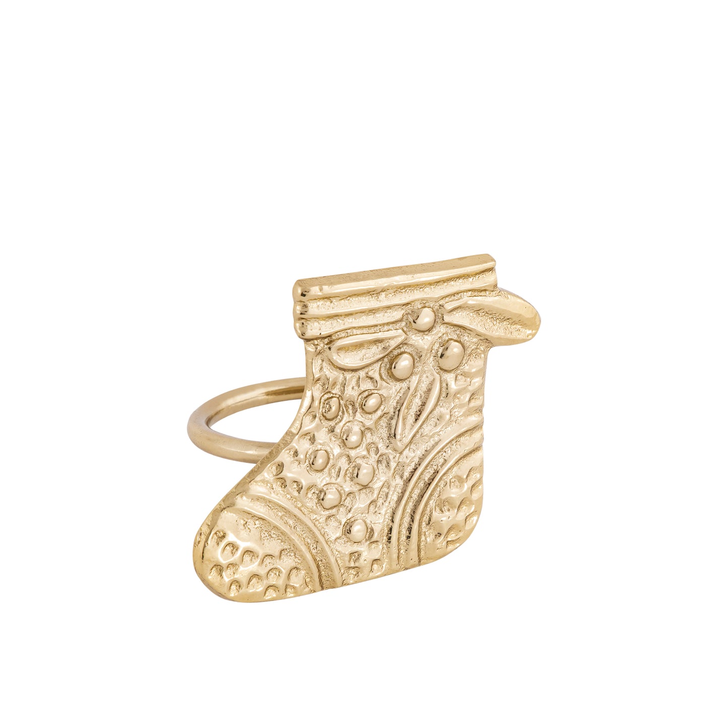 Christmas Stocking Metal Napkin Ring Gold (Set of 4)