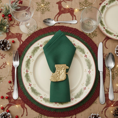 Christmas Stocking Metal Napkin Ring Gold (Set of 4)