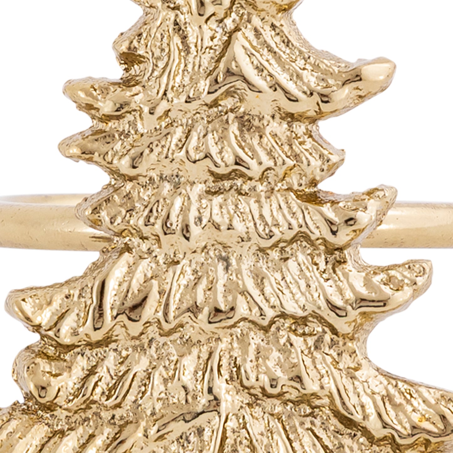 Gold Christmas tree ornament on a white background