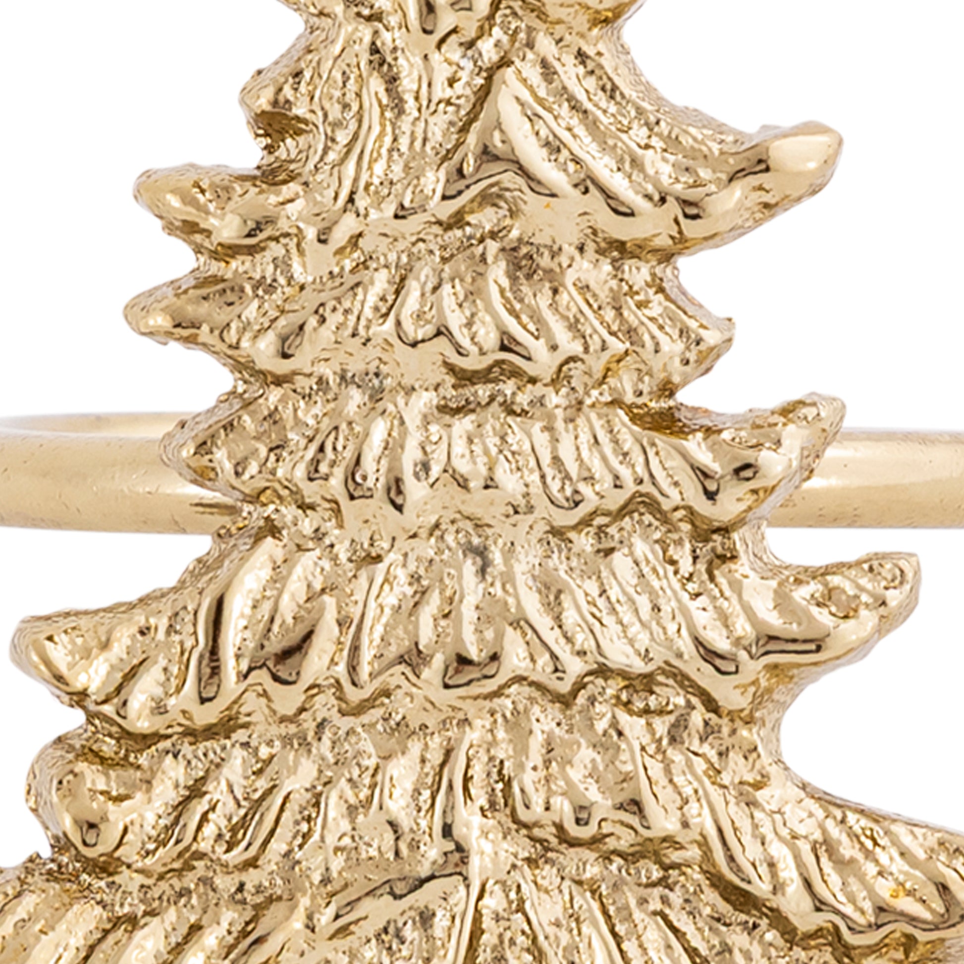 Gold Christmas tree ornament on a white background