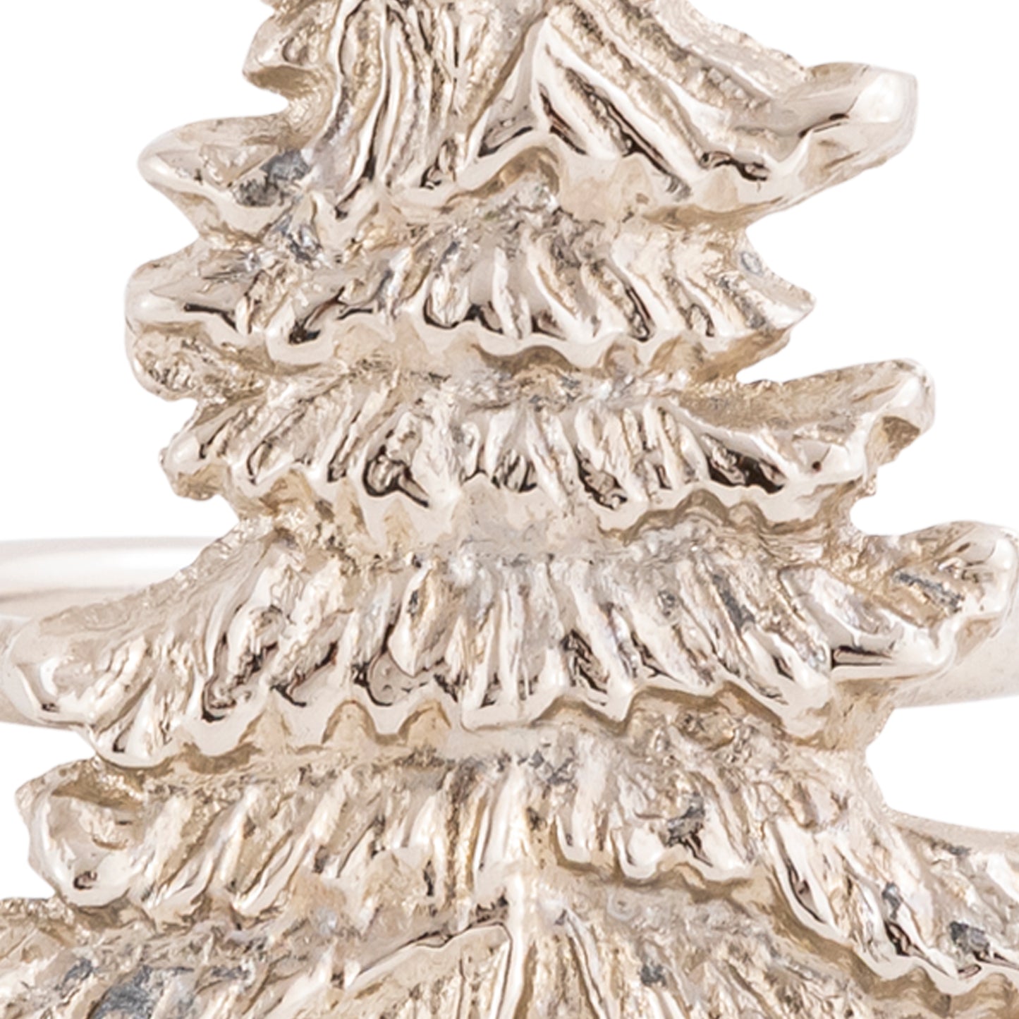 Christmas Tree Metal Napkin Ring Silver (Set of 4)