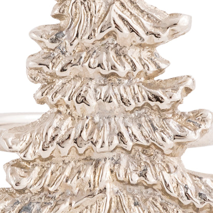 Christmas Tree Metal Napkin Ring Silver (Set of 4)