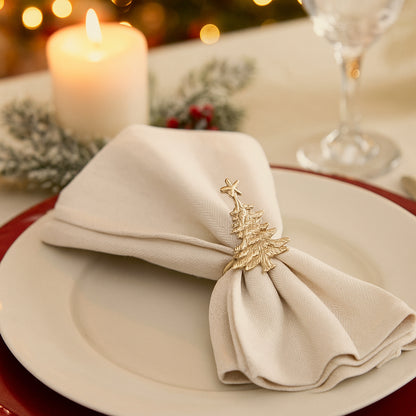 Christmas Tree Metal Napkin Ring Silver (Set of 4)