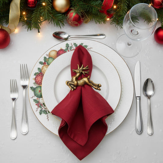 Comet Reindeer Metal Napkin Ring Antique Brass (Set of 4)