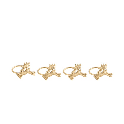 Comet Reindeer Metal Napkin Ring Gold (Set of 4)