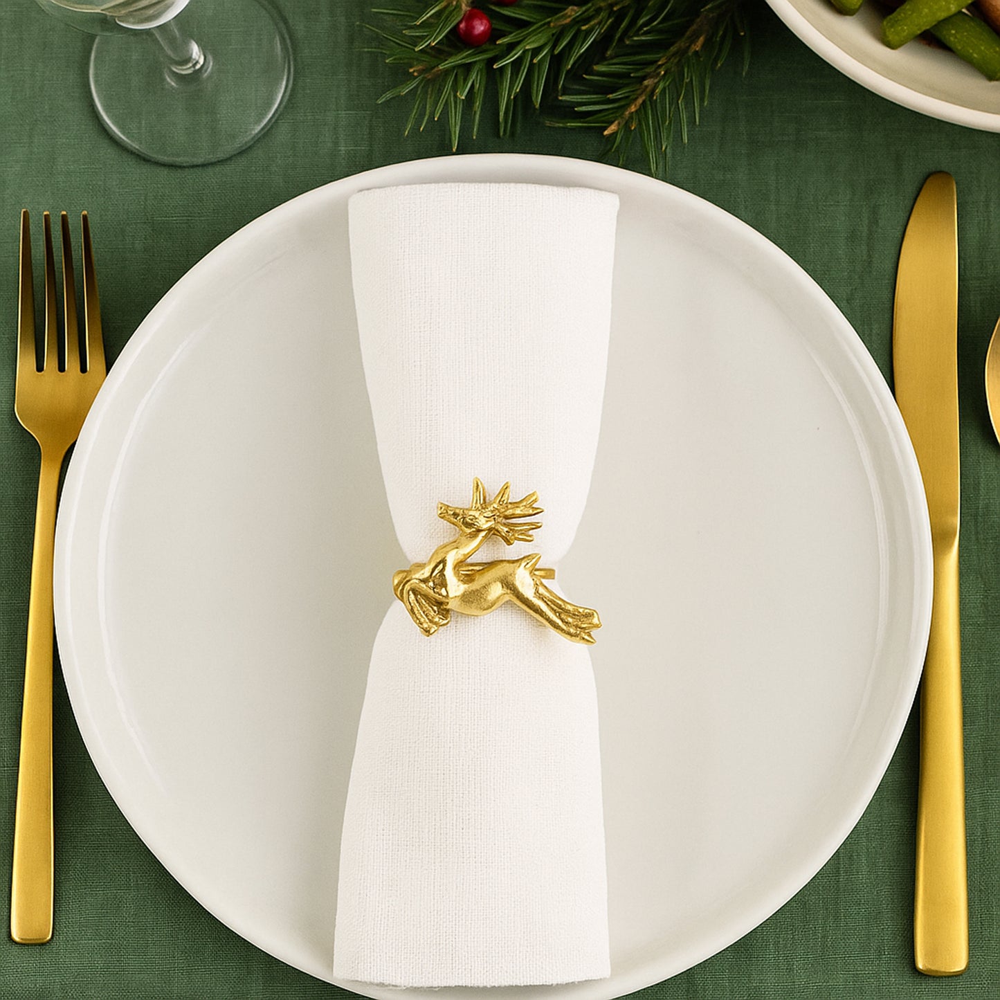 Comet Reindeer Metal Napkin Ring Gold (Set of 4)