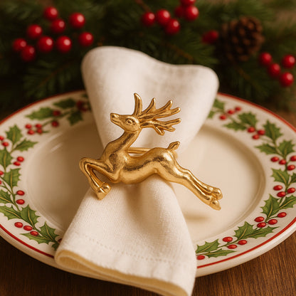 Comet Reindeer Metal Napkin Ring Gold (Set of 4)