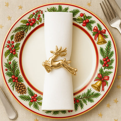 Comet Reindeer Metal Napkin Ring Gold (Set of 4)