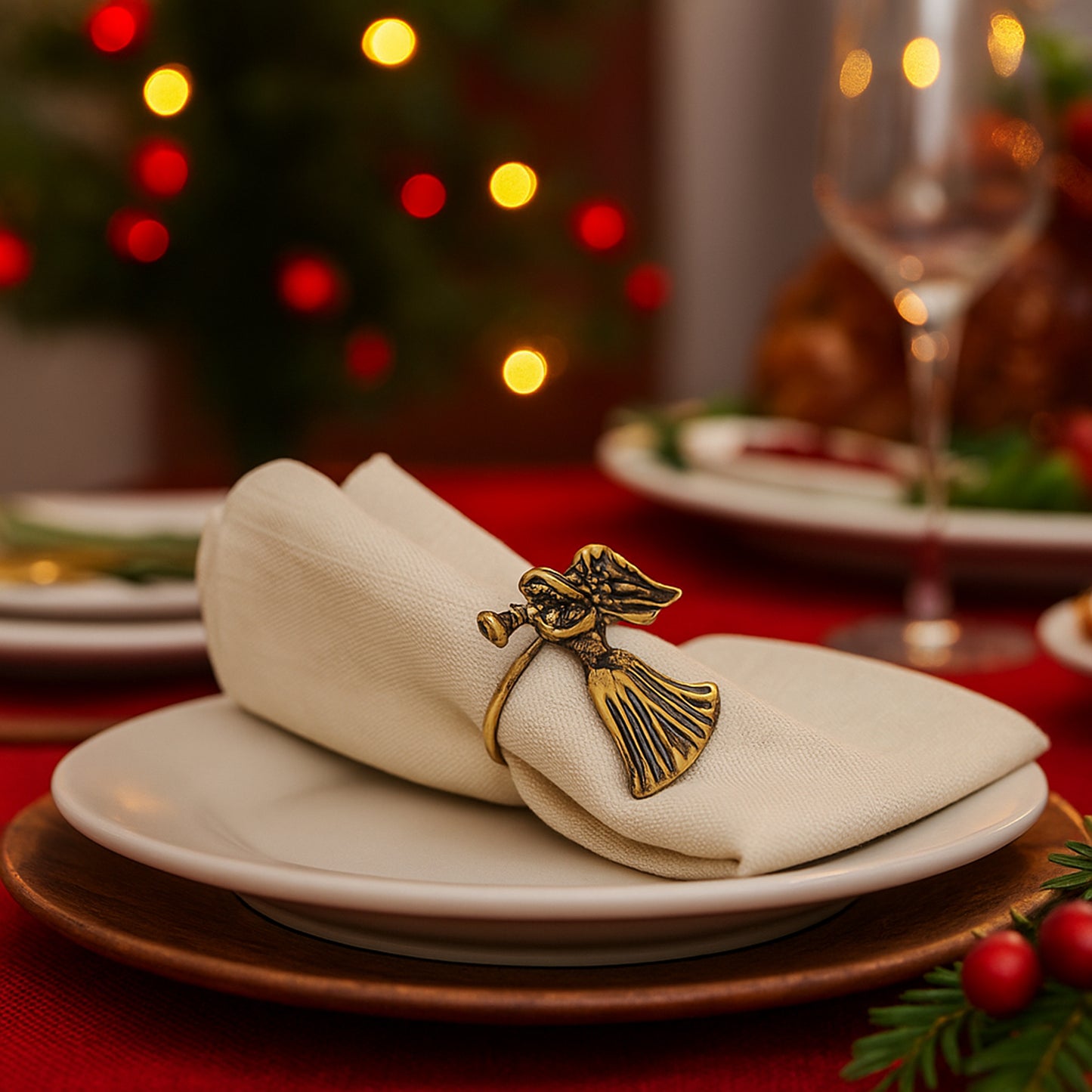 Fairy Metal Napkin Ring Antique Brass (Set of 4)