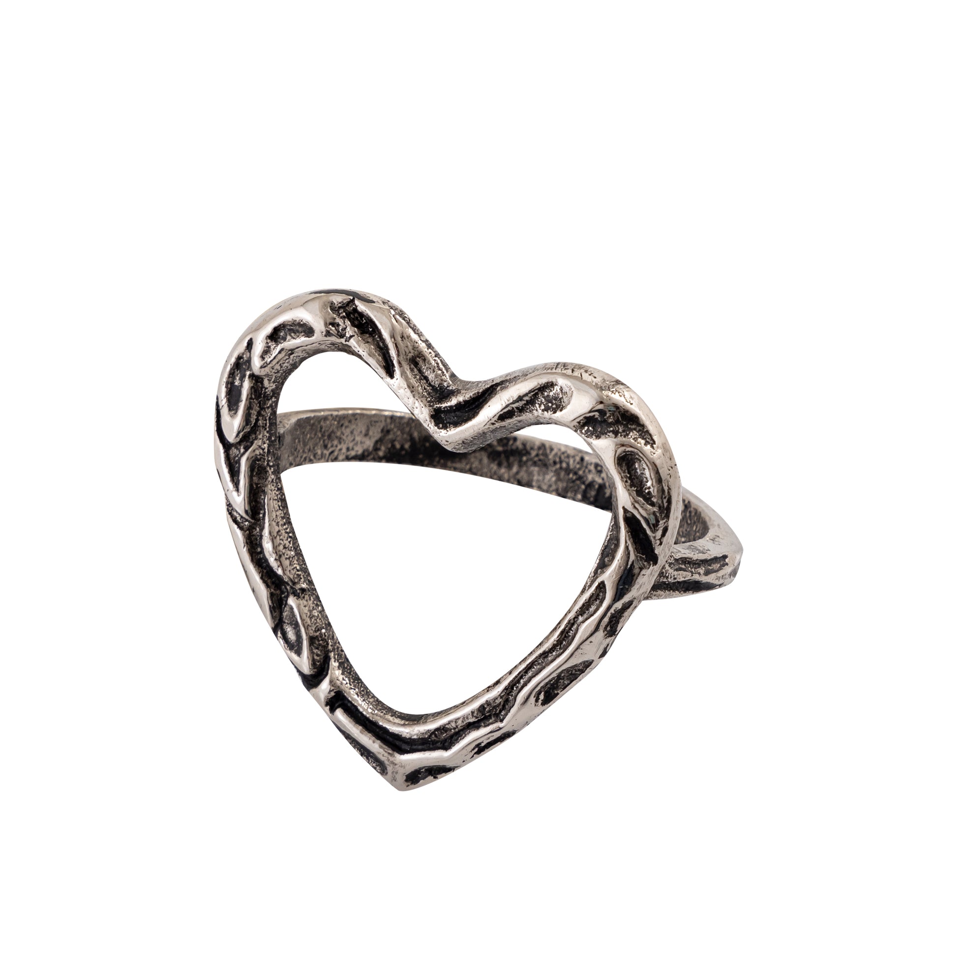 Heart Metal Napkin Ring Antique Silver Set of 4