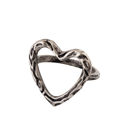 Heart Metal Napkin Ring Antique Silver Set of 4