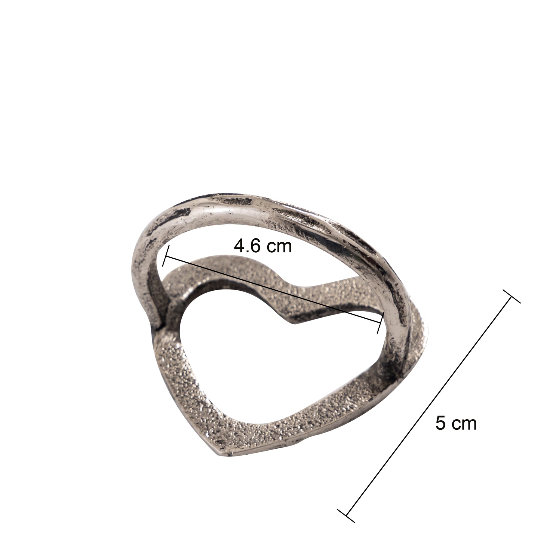 Heart Metal Napkin Ring Antique Silver Set of 4
