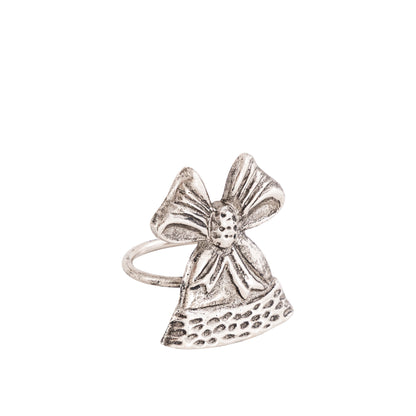 Jingle Bell Metal Napkin Ring Antique Silver (Set of 4)