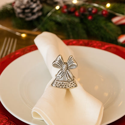 Jingle Bell Metal Napkin Ring Antique Silver (Set of 4)