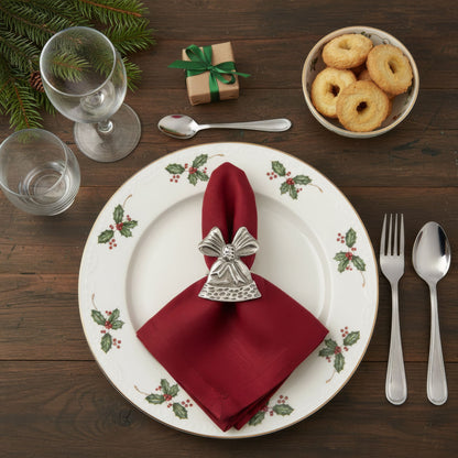 Jingle Bell Metal Napkin Ring Antique Silver (Set of 4)