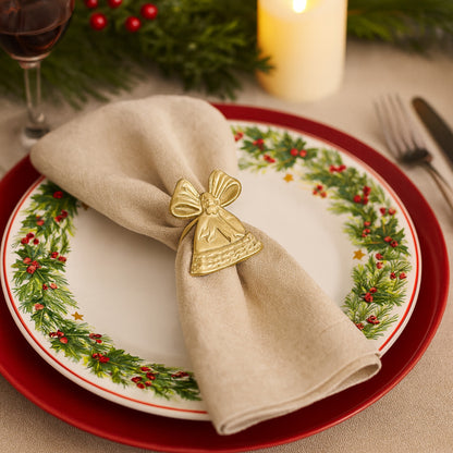 Jingle Bell Metal Napkin Ring Gold (Set of 4)