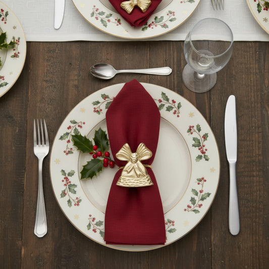 Jingle Bell Metal Napkin Ring Gold (Set of 4)