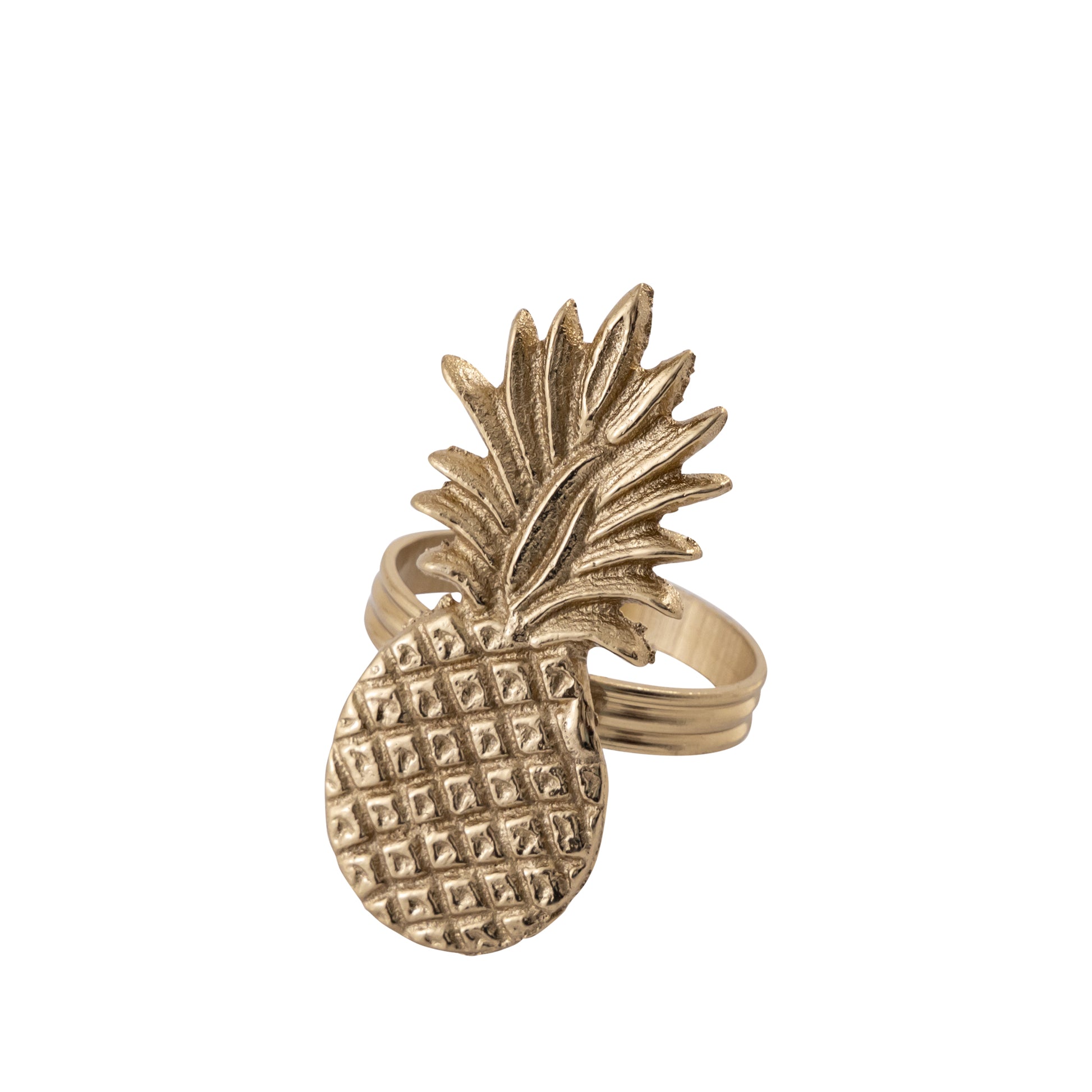 Pineapple Metal Napkin Ring Gold Set of 4