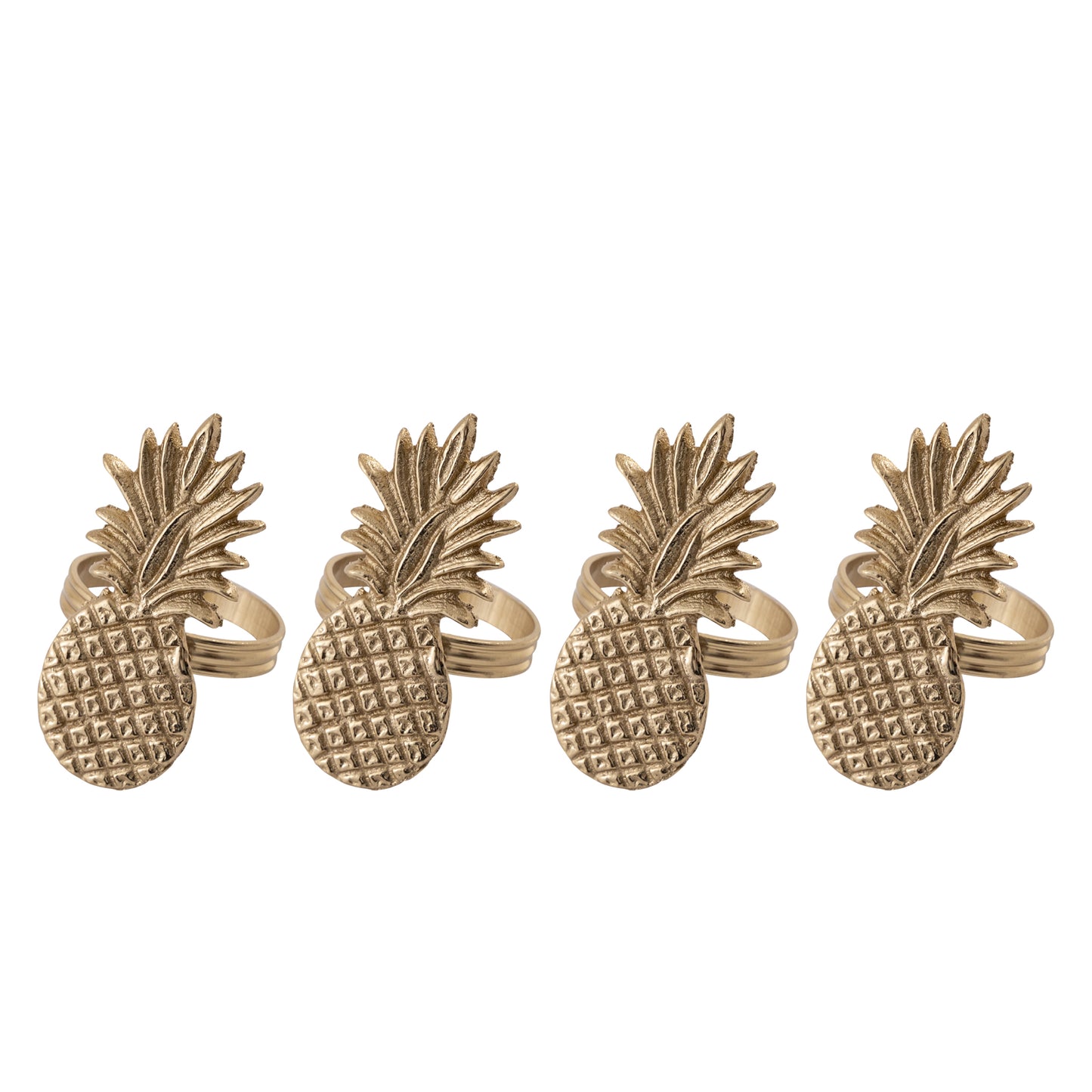 Pineapple Metal Napkin Ring Gold Set of 4