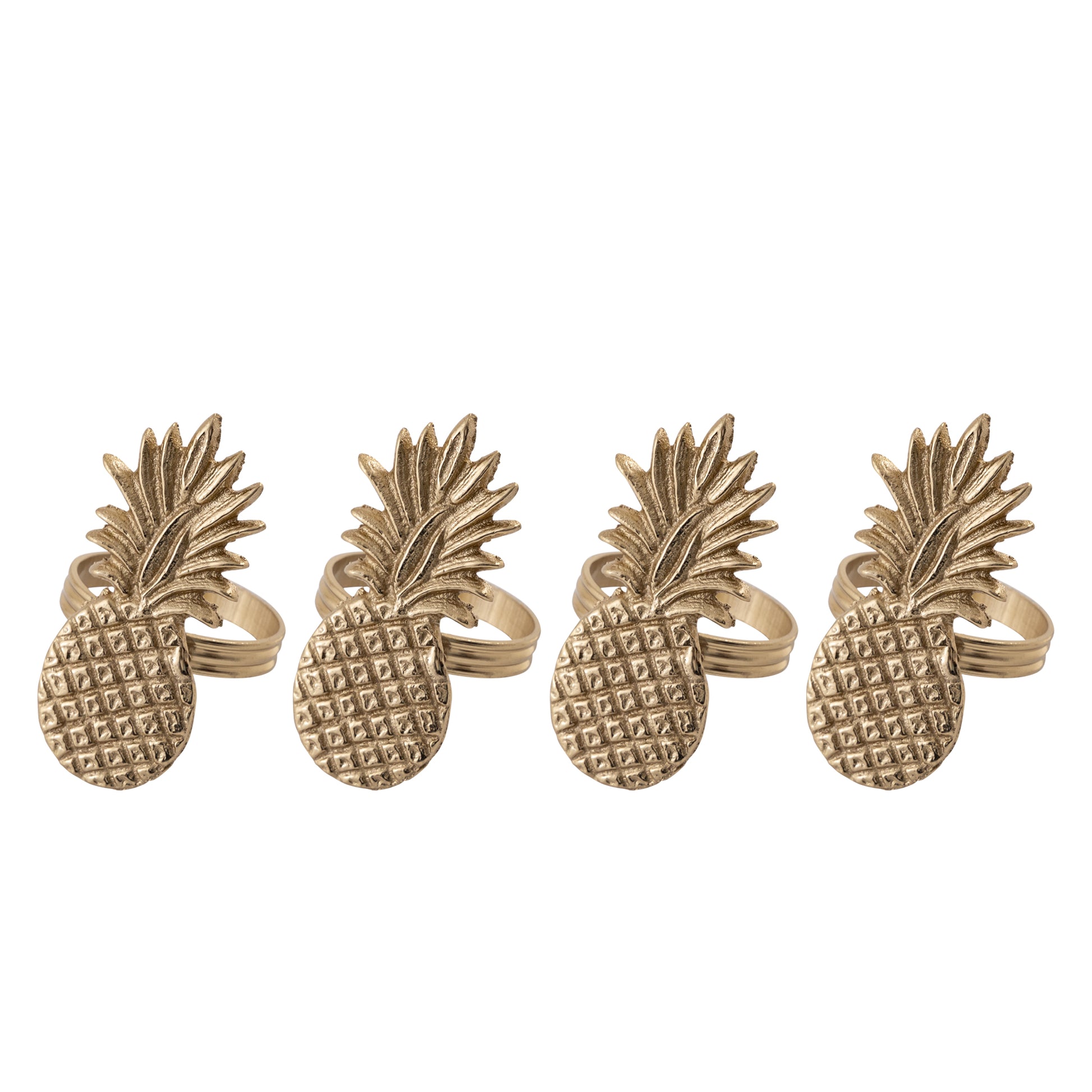 Pineapple Metal Napkin Ring Gold Set of 4